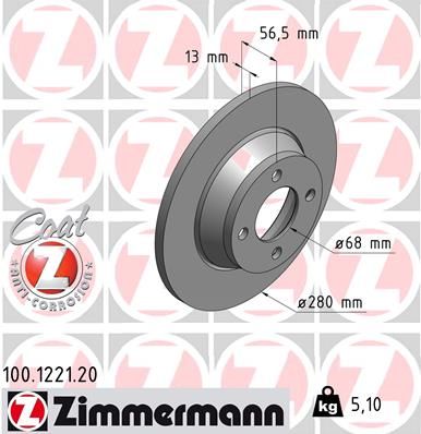 Brake Disc ZIMMERMANN 100.1221.20