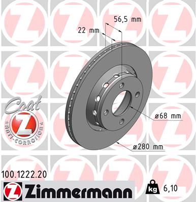 Brake Disc ZIMMERMANN 100.1222.20