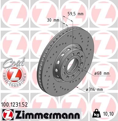 Brake Disc ZIMMERMANN 100.1231.52