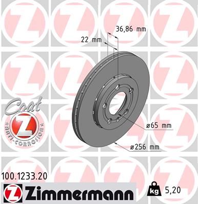 Brake Disc ZIMMERMANN 100.1233.20