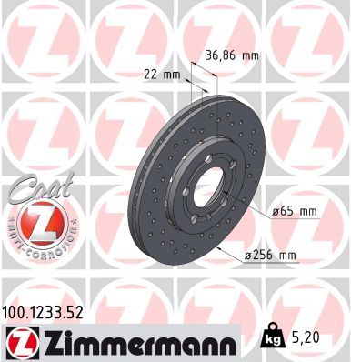 Brake Disc ZIMMERMANN 100.1233.52