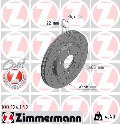 ZIMMERMANN 100.1241.52 Brake Disc