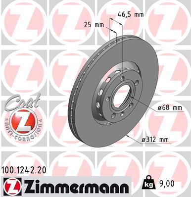 Brake Disc ZIMMERMANN 100.1242.20
