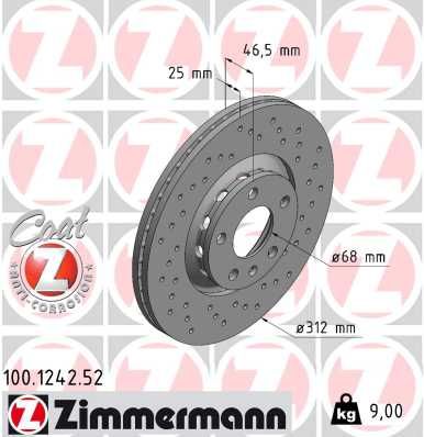 ZIMMERMANN 100.1242.52 Brake Disc