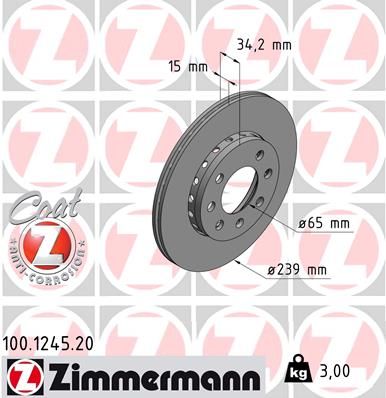 Brake Disc ZIMMERMANN 100.1245.20