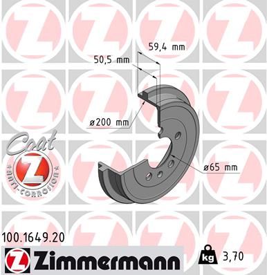 Brake Drum ZIMMERMANN 100.1649.20