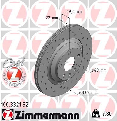 Brake Disc ZIMMERMANN 100.3321.52