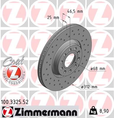 Brake Disc ZIMMERMANN 100.3325.52