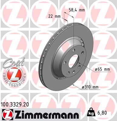 Brake Disc ZIMMERMANN 100.3329.20