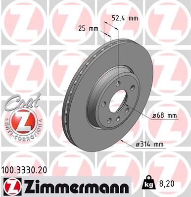 Brake Disc ZIMMERMANN 100.3330.20