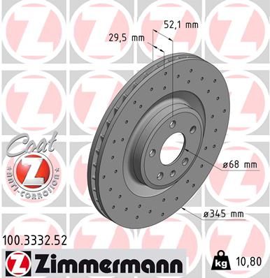 Brake Disc ZIMMERMANN 100.3332.52