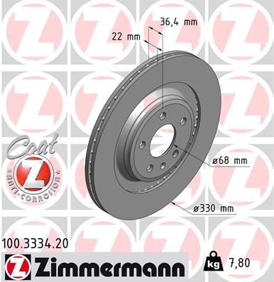 Brake Disc ZIMMERMANN 100.3334.20
