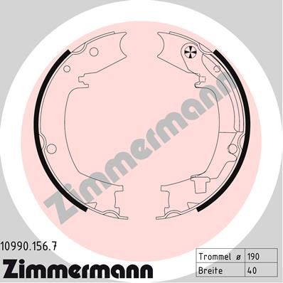 ZIMMERMANN 10990.156.7 Brake Shoe Set, parking brake