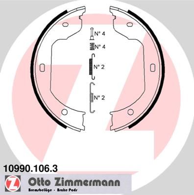 Brake Shoe Set, parking brake ZIMMERMANN 10990.106.3