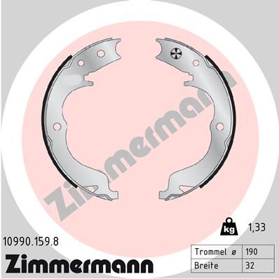 Brake Shoe Set, parking brake ZIMMERMANN 10990.159.8