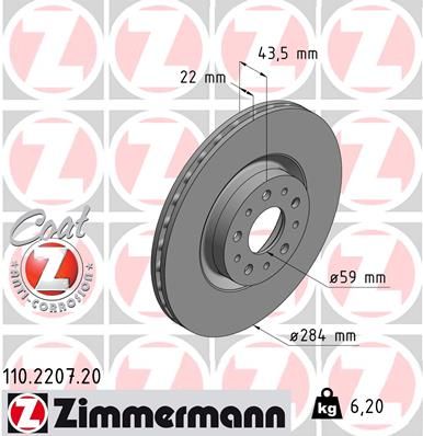 Brake Disc ZIMMERMANN 110.2207.20