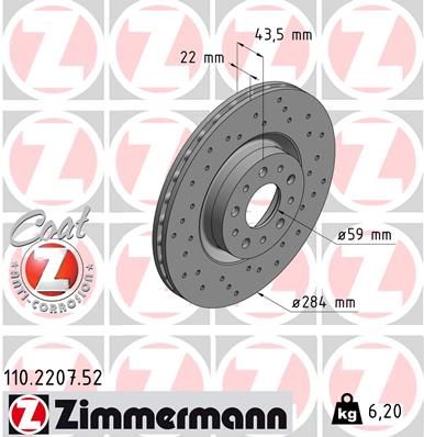 Brake Disc ZIMMERMANN 110.2207.52