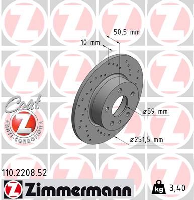 Brake Disc ZIMMERMANN 110.2208.52