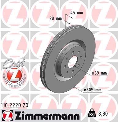 Brake Disc ZIMMERMANN 110.2220.20