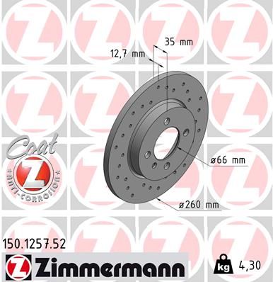 ZIMMERMANN 150.1257.52 Brake Disc