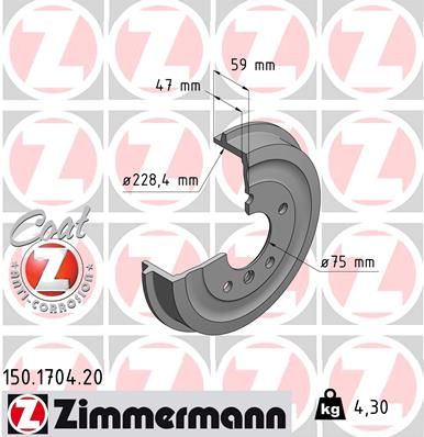 Brake Drum ZIMMERMANN 150.1704.20