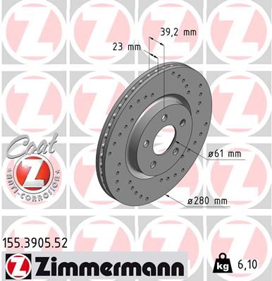 Brake Disc ZIMMERMANN 155.3905.52