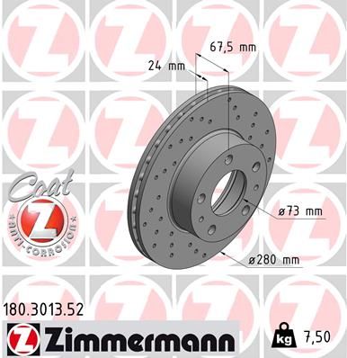 Brake Disc ZIMMERMANN 180.3013.52