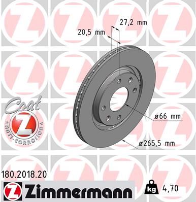 Brake Disc ZIMMERMANN 180.2018.20