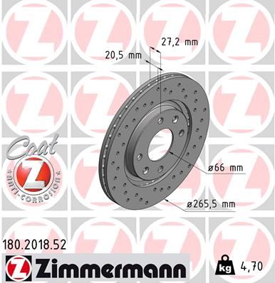 Brake Disc ZIMMERMANN 180.2018.52