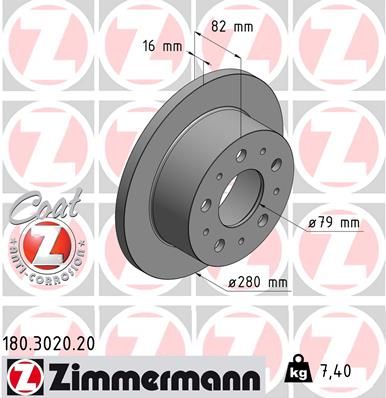 Brake Disc ZIMMERMANN 180.3020.20