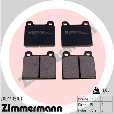 Brake Pad Set, disc brake ZIMMERMANN 20011.150.1