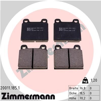 Brake Pad Set, disc brake ZIMMERMANN 20011.185.1