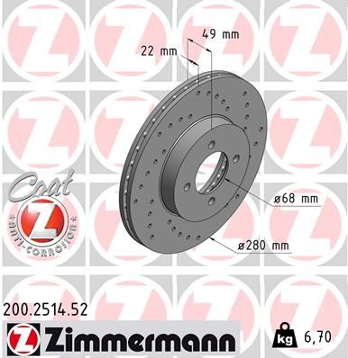 Brake Disc ZIMMERMANN 200.2514.52