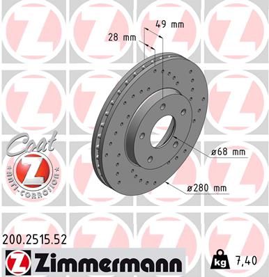 Brake Disc ZIMMERMANN 200.2515.52