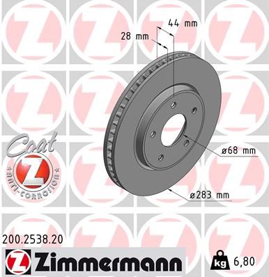 Brake Disc ZIMMERMANN 200.2538.20