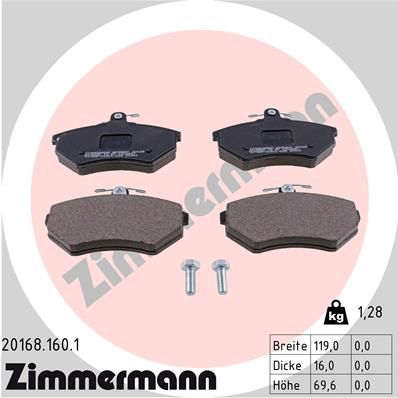 ZIMMERMANN 20168.160.1 Brake Pad Set, disc brake