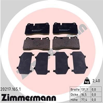 ZIMMERMANN 20217.165.1 Brake Pad Set, disc brake
