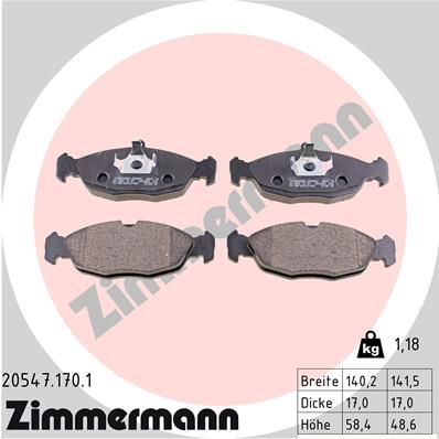 ZIMMERMANN 20547.170.1 Brake Pad Set, disc brake