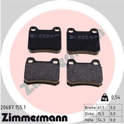 ZIMMERMANN 20687.155.1 Brake Pad Set, disc brake