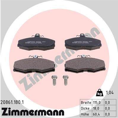 Brake Pad Set, disc brake ZIMMERMANN 20861.180.1