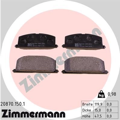 Brake Pad Set, disc brake ZIMMERMANN 20870.150.1