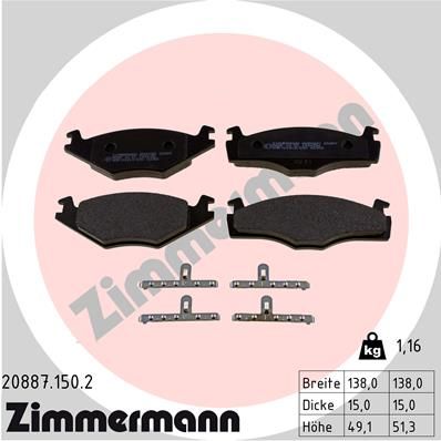 ZIMMERMANN 20887.150.2 Brake Pad Set, disc brake