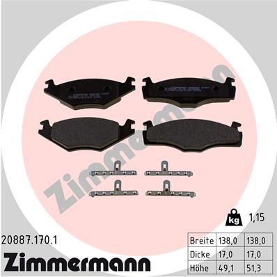 Brake Pad Set, disc brake ZIMMERMANN 20887.170.1