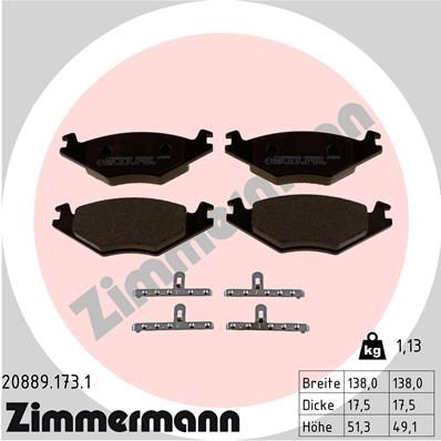 Brake Pad Set, disc brake ZIMMERMANN 20889.173.1