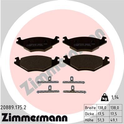 ZIMMERMANN 20889.175.2 Brake Pad Set, disc brake