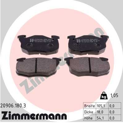 ZIMMERMANN 20906.180.3 Brake Pad Set, disc brake