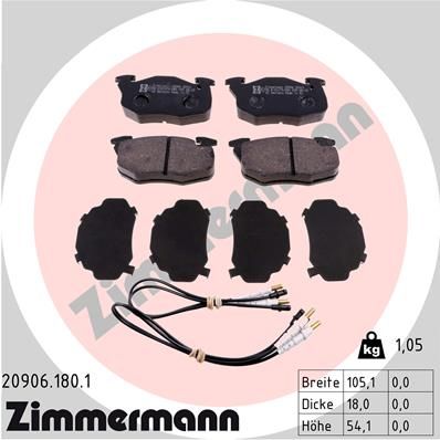 Brake Pad Set, disc brake ZIMMERMANN 20906.180.1