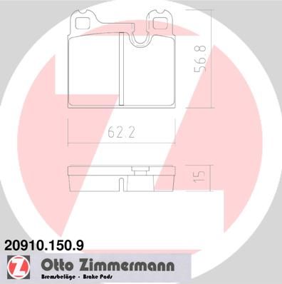 ZIMMERMANN 20910.150.9 Brake Pad Set, disc brake