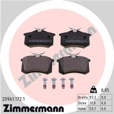 Brake Pad Set, disc brake ZIMMERMANN 20961.172.1