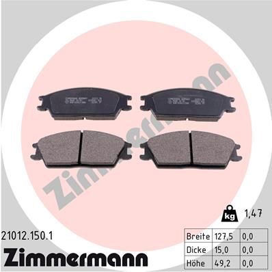 Brake Pad Set, disc brake ZIMMERMANN 21012.150.1